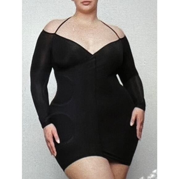 Skims Onyx Night Out Mini Dress Black Stretch Sexy Club Women's XL New - Picture 1 of 12